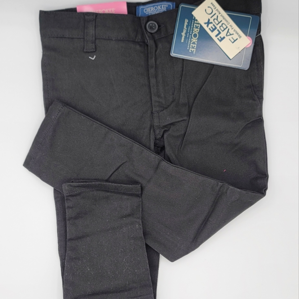Cherokee- (NWT) Uniform Black Boys Pants With Adjustable Waist